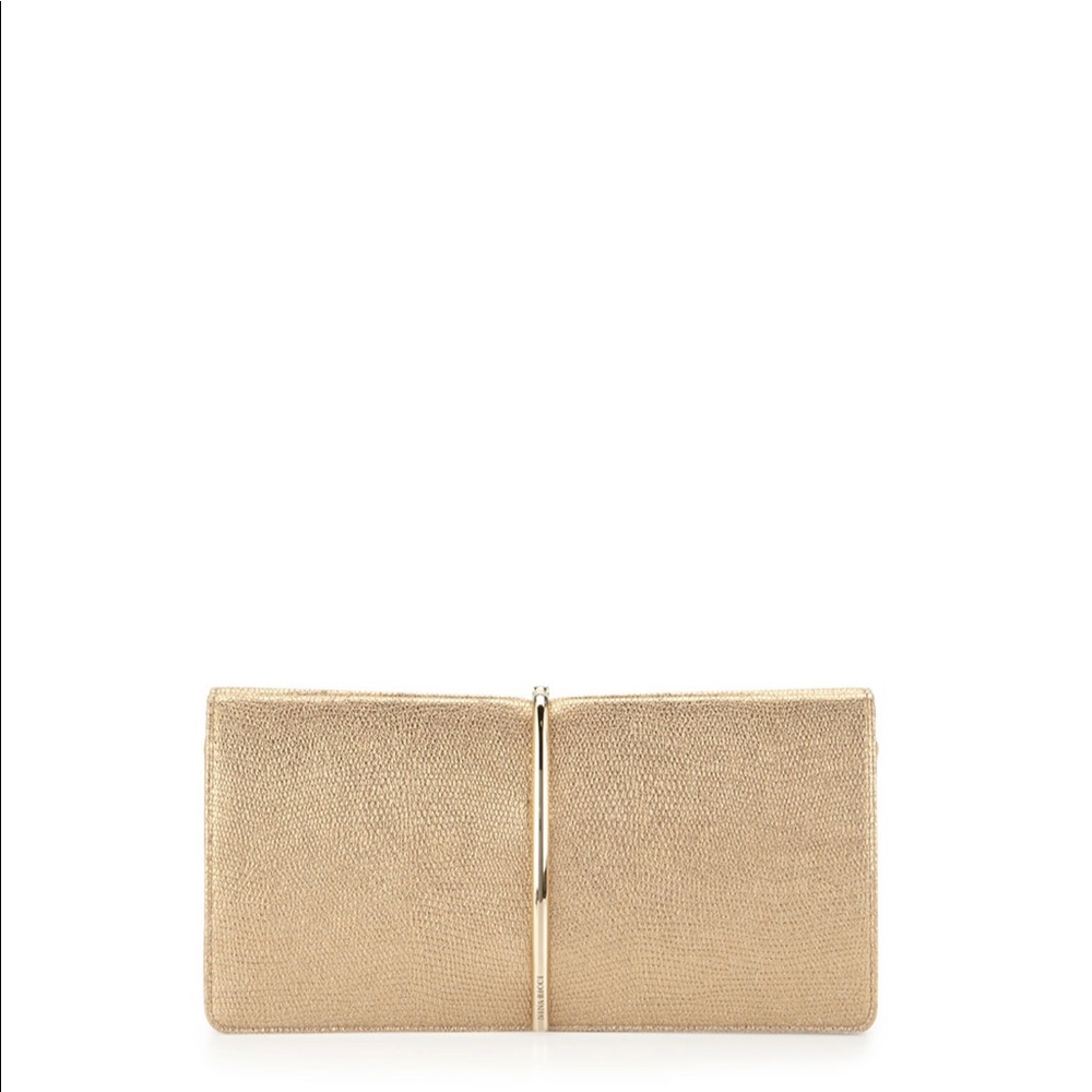 Nina Ricci Arc Embossed-Leather Clutch Bag, Gold